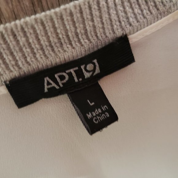 Apt 9 Women's L Gray White Draped Open Front Colorblock Cardigan Sweater Wrap - Picture 5 of 7